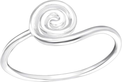 Pierced Owl 925 Sterling Silver Spiral Circle Ring in Saudi Arabia