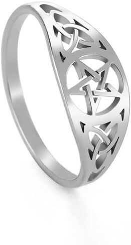 Dreamtimes Irish Knot Celtics Star Ring for Women Supernatural Pentagram Wicca Amulet Couple Rings Hamsa Fatima Hand Ring Vintage Religion Amulet Stainless Steel Jewelry Gifts in Saudi Arabia