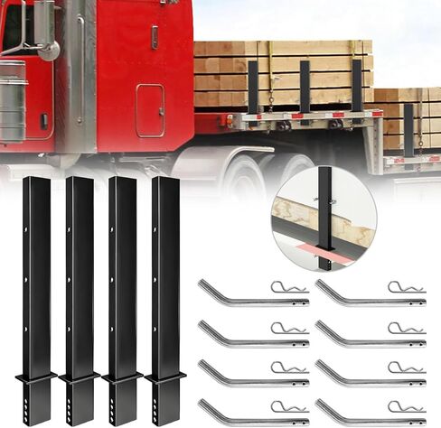 4 Pack Heavy-Duty Adjustable C Channel Pipe Stakes for Flatbed Trailer Hauler, 30'' Adjustable Bolt-On Anti-Loss Trailer Stake Sides Rail in Kuwait