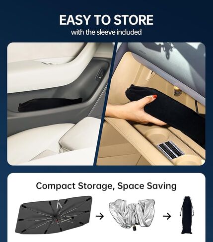Windshield Sun Shade Umbrella Custom Fit for Honda Accord 2013-2017, Car Sunshade with 360° Rotating Shaft, Car Window Shades for Front Windshield Sunlight Protection in Saudi Arabia