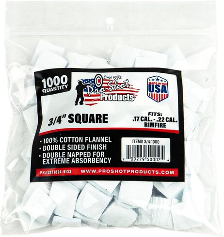 Pro Shot Products .17 Cal. / .177 Cal. 3/4-Inch SQ. 1000 Count Patches Rimfire, White (3/4-1000) in Kuwait