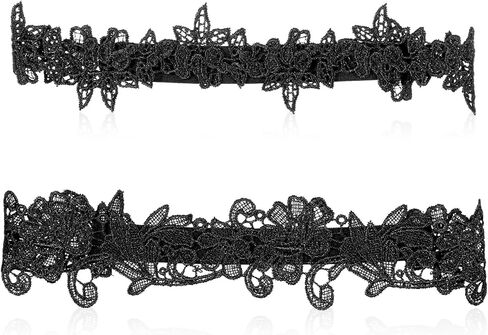 Garters for Bride, Elegant Lace Wedding Garter Set, 2Pcs Black Wedding Garter for Bride Floral Lace Thigh Thigh Garters for Women Weddings Bridal Accossories for Party Prom Weddings in Kuwait