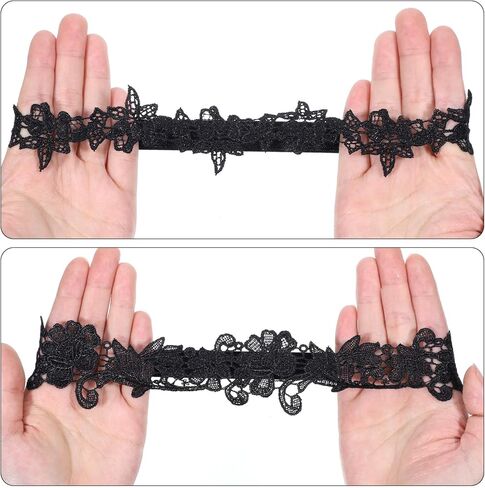 Garters for Bride, Elegant Lace Wedding Garter Set, 2Pcs Black Wedding Garter for Bride Floral Lace Thigh Thigh Garters for Women Weddings Bridal Accossories for Party Prom Weddings in Kuwait