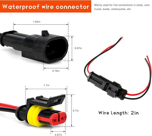 Sun Walker 5 PCS 2 Pin Way Electrical Wire Connectors, 20 AWG 2 Wire Electrical Connectors Quick Disconnect Plugs, Waterproof Female & Male Plug Socket Kit for SUV Truck Motorcycle in Kuwait