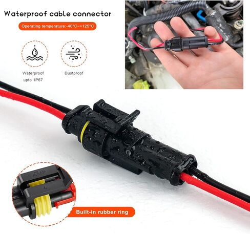 Sun Walker 5 PCS 2 Pin Way Electrical Wire Connectors, 20 AWG 2 Wire Electrical Connectors Quick Disconnect Plugs, Waterproof Female & Male Plug Socket Kit for SUV Truck Motorcycle in Kuwait
