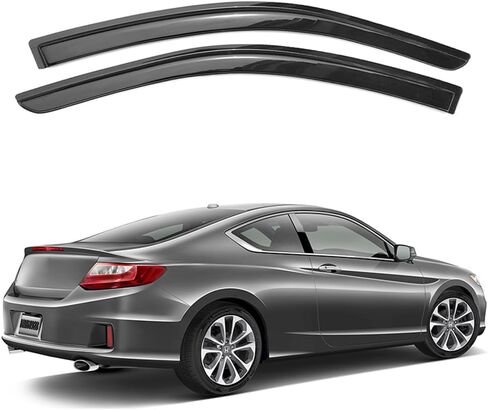 Tape on Window Visor Deflectors, Compatible with 2013-2017 Honda Accord 2Dr, Acrylic Smoke Tinted Slim Style Window Rain Guards, Sun Wind Side Vent Visor Set, 2 Pieces in Saudi Arabia