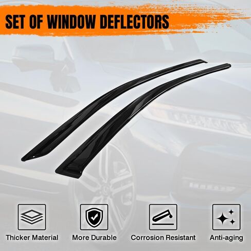 Tape on Window Visor Deflectors, Compatible with 2013-2017 Honda Accord 2Dr, Acrylic Smoke Tinted Slim Style Window Rain Guards, Sun Wind Side Vent Visor Set, 2 Pieces in Saudi Arabia