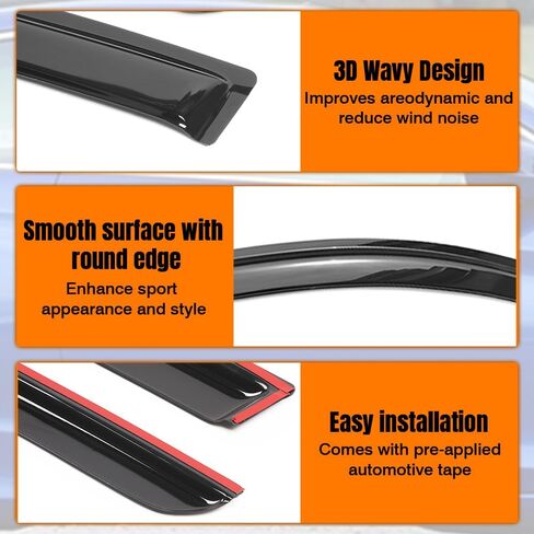 Tape on Window Visor Deflectors, Compatible with 2013-2017 Honda Accord 2Dr, Acrylic Smoke Tinted Slim Style Window Rain Guards, Sun Wind Side Vent Visor Set, 2 Pieces in Saudi Arabia