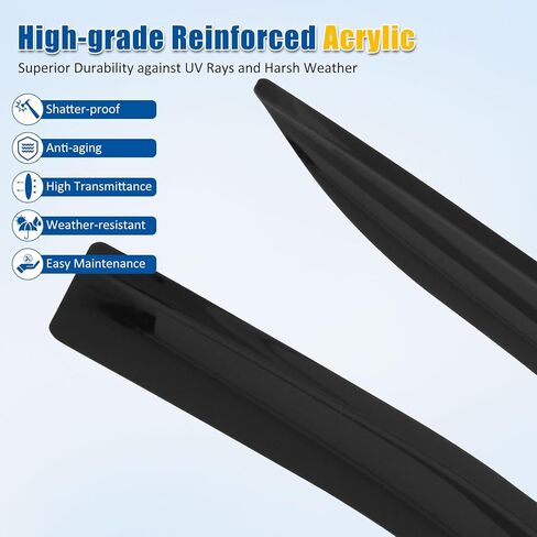 FREEMOTOR802 Low-Profile Window Deflectors Fits 2019-2025 Chevrolet Silverado GMC Sierra 1500/2500 HD/3500 HD Crew Cab | Tape-on Rain Guards Side Window Visors Wind Deflectors Dark Tinted Acrylic 4PCS in Saudi Arabia