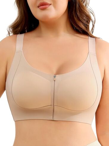 Slimers Zip Front Bras for Women: Wireless Post Surgery Compression Bars Full Coverage Comfort Everyday in Kuwait
