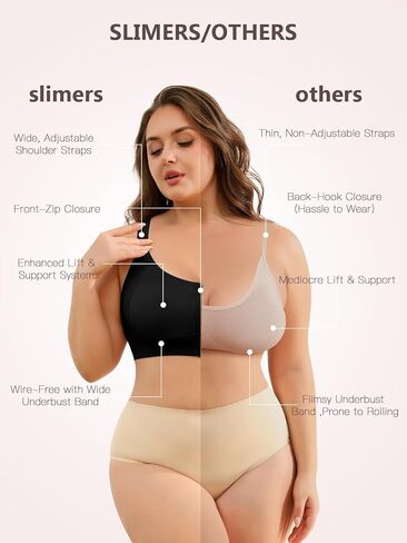 Slimers Zip Front Bras for Women: Wireless Post Surgery Compression Bars Full Coverage Comfort Everyday in Saudi Arabia