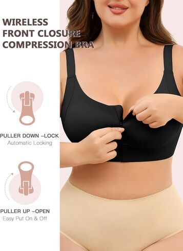 Slimers Zip Front Bras for Women: Wireless Post Surgery Compression Bars Full Coverage Comfort Everyday in Saudi Arabia