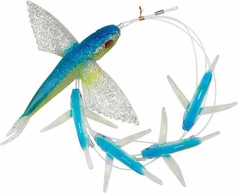 OCEAN CAT 5 Pcs Flying Fish Daisy Chain Trolling Lure Set Seawater Soft Lure Baits with Rigged Hook for Marlin Tuna Mahi Dolphin Durado Wahoo Big Game Saltwater Fishing Tackle in Saudi Arabia