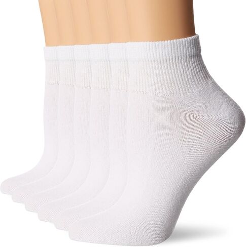 Fruit of the Loom Women's Plus 6-Pack Light Weight Ankle Sock, White, Shoe Size: 4-10 in Saudi Arabia