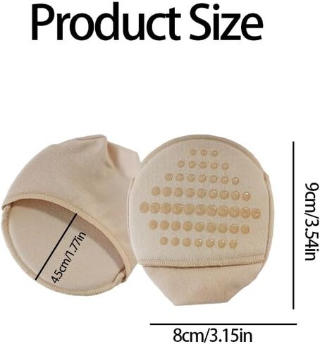 4 Pairs Women's Toe Topper Socks, Seamless No-Show Half Socks with Non-Slip Grip and Ball of Foot Cushion, Invisible Hidden Liner Socks for Flats, High Heels and Sandals（Black & Beige） in Kuwait