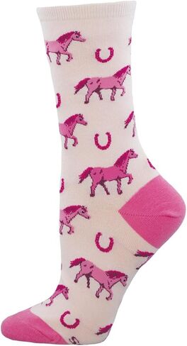 Socksmith Women'sFuchsia Horse Society Crew Socks, Pink in Saudi Arabia