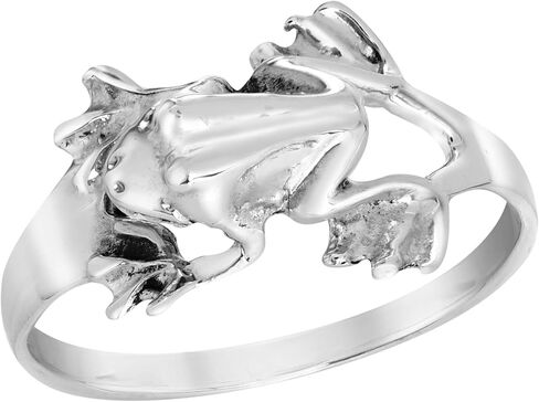 AeraVida Incredible Leaping 3D Tree Frog .925 Sterling Silver Band Ring in Saudi Arabia
