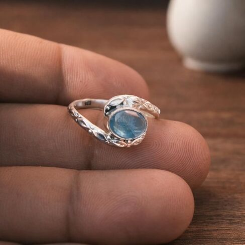 Natural Blue Kyanite 925 Sterling Siilver Handmade Design Boho Promise Engagement Ring Gift Jewelry For Her in Saudi Arabia
