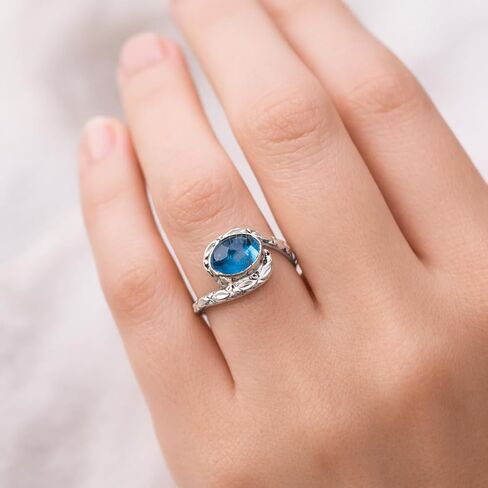 Natural Blue Kyanite 925 Sterling Siilver Handmade Design Boho Promise Engagement Ring Gift Jewelry For Her in Saudi Arabia