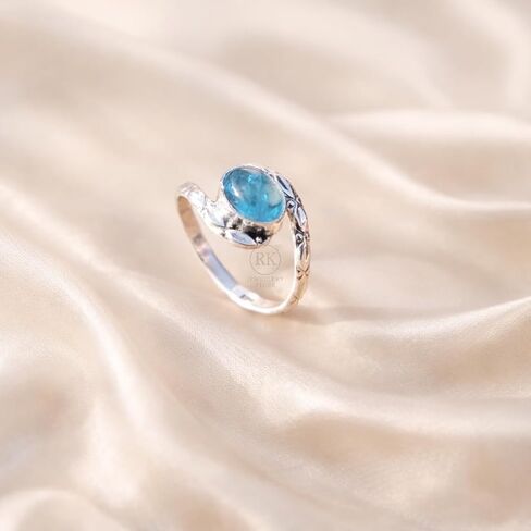 Natural Blue Kyanite 925 Sterling Siilver Handmade Design Boho Promise Engagement Ring Gift Jewelry For Her in Saudi Arabia
