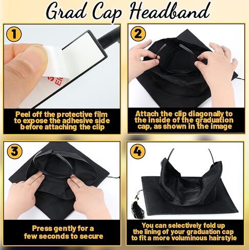 Graduation Cap Headband Insert, Grad Cap Headband Holder - Secures Your Graduation Caps & Keeps Hairstyle, Hat Accessories for Graduates, Students, Women in Saudi Arabia