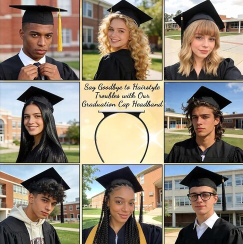 Graduation Cap Headband Insert, Grad Cap Headband Holder - Secures Your Graduation Caps & Keeps Hairstyle, Hat Accessories for Graduates, Students, Women in Saudi Arabia