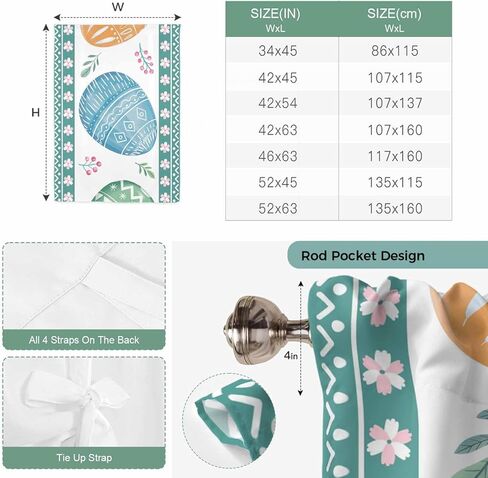 Blue Eggs Easter Tie Up Curtains for Window, Pink Spring Floral Elegant Pastoral Thermal Insulated Balloon Shade Adjustable Rod Pocket Curtains Valance Panels for Kitchen Bathroom Café 42'' x 45'' in Saudi Arabia