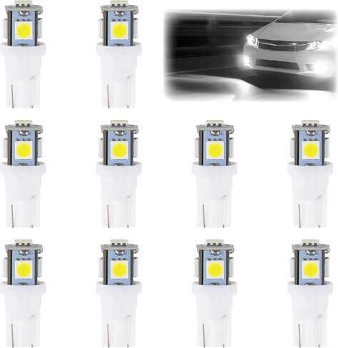 Sixzoo 2PCS 194 LED لمبات، 6000K لوحة ترخيص ضوء لمبة T10 168 W5W 2825 5SMD 5050 رقائق LED استبدال المصابيح، 12V إسفين LED لمبة ضوء لقبة السيارة خريطة أضواء لوحة ترخيص مجاملة (أبيض) in Kuwait