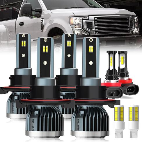 For Ford F-250 F-350 F-450 F-550 (2005-2020) Lights Headlights Bulbs, 9008/H13 High Beam + 9008 Low Beams Headlight + 9145 Fog Light + Turn signal Lights, 8-Pack in Saudi Arabia