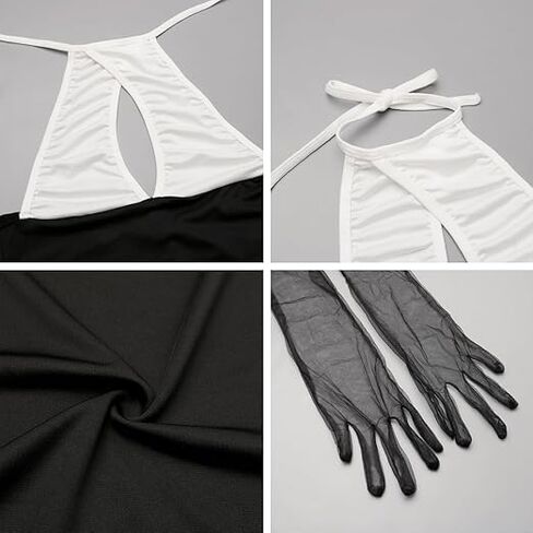 Women's Cosplay Lingerie Set Secretary Outfit Sexy Fitted Halter Neck Mini Dress Backless Cut-Out Office Lady Uniform Secretaty Role Play in Kuwait