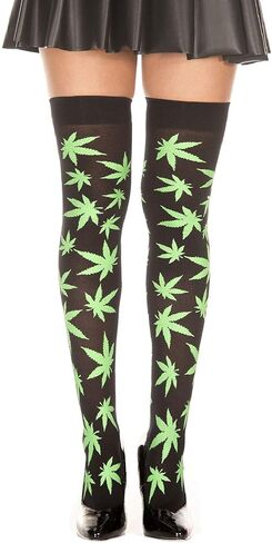 MUSIC LEGS المرأة طباعة أوراق الشجر عالية الفخذ in Kuwait