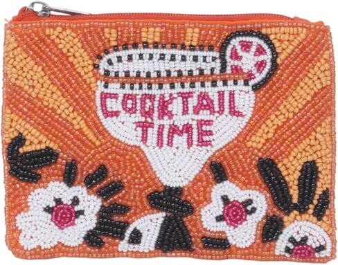 Ladies Fully Beaded COCKTAIL TIME Themed Coin Purse in Saudi Arabia