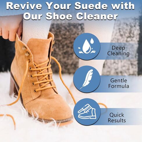 منظف ​​الأحذية من الجلد السويدي من كونال مع قطعتين من ممحاة الجلد السويدي لإزالة البقع والأوساخ، مجموعة تنظيف الأحذية متعددة الأغراض من جلد النوبوك والأحذية طويلة الرقبة والمدرب والجلود in Kuwait