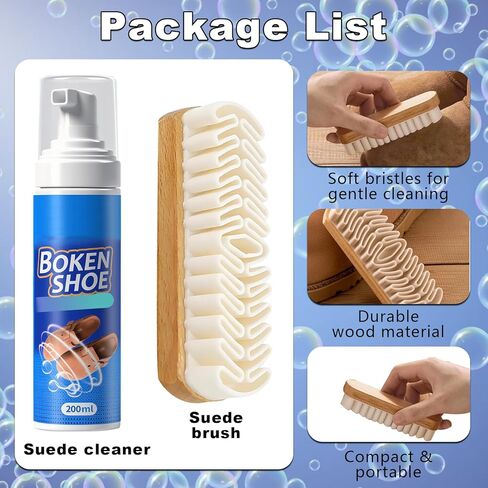 منظف ​​الأحذية من الجلد السويدي من كونال مع قطعتين من ممحاة الجلد السويدي لإزالة البقع والأوساخ، مجموعة تنظيف الأحذية متعددة الأغراض من جلد النوبوك والأحذية طويلة الرقبة والمدرب والجلود in Kuwait