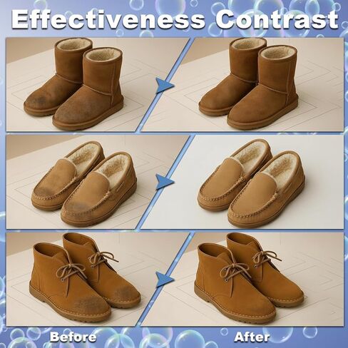 منظف ​​الأحذية من الجلد السويدي من كونال مع قطعتين من ممحاة الجلد السويدي لإزالة البقع والأوساخ، مجموعة تنظيف الأحذية متعددة الأغراض من جلد النوبوك والأحذية طويلة الرقبة والمدرب والجلود in Kuwait