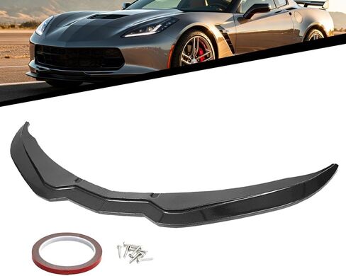 Carbon Fiber Style Front Bumper Lip Splitter FIT 2014–2019 Chevy Corvette C7 Stingray Z06 Grand Sport – STG Chin Spoiler, ABS Plastic – Not for ZR1 in Kuwait