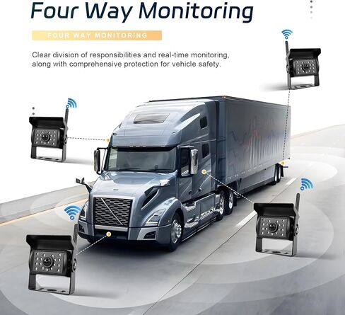 Wireless Backup Camera 7" IPS Monitor 1080P & 4 Rear View Cameras for All Vehicles, IP68 Waterproof Night Vision Camera for Trailer Truck Bus Car, 12-36V and 14 Languages in Saudi Arabia