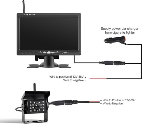 Wireless Backup Camera 7" IPS Monitor 1080P & 4 Rear View Cameras for All Vehicles, IP68 Waterproof Night Vision Camera for Trailer Truck Bus Car, 12-36V and 14 Languages in Saudi Arabia