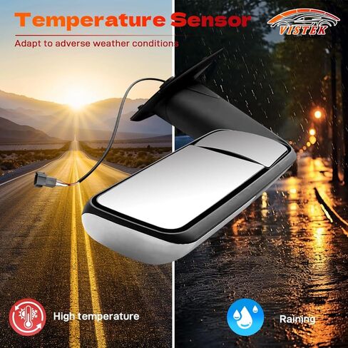 Driver Left Side Power Heated Door Mirror with Chrome Back Cover FIT Freightliner Cascadia 2018–2024 – Motorized Defrost – Direct Replacement – Replace OE# A22-73907-006 A22-75498-002 in Saudi Arabia