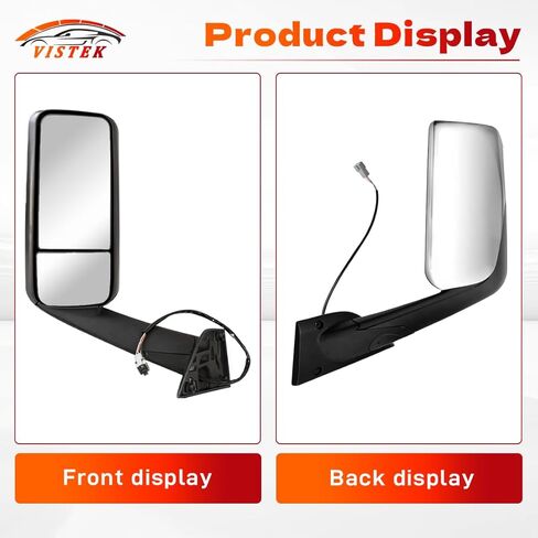 Driver Left Side Power Heated Door Mirror with Chrome Back Cover FIT Freightliner Cascadia 2018–2024 – Motorized Defrost – Direct Replacement – Replace OE# A22-73907-006 A22-75498-002 in Saudi Arabia