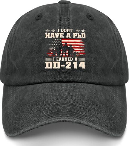 Vintage ليس لدي درجة الدكتوراه، لقد حصلت على DD 214 Retros Flag Us Hats للرجال in Saudi Arabia