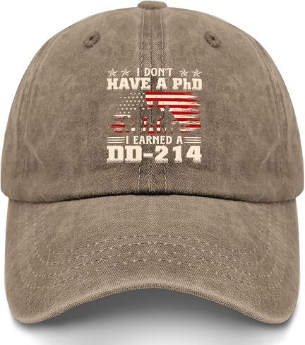 Vintage ليس لدي درجة الدكتوراه، لقد حصلت على DD 214 Retros Flag Us Hats للرجال in Saudi Arabia