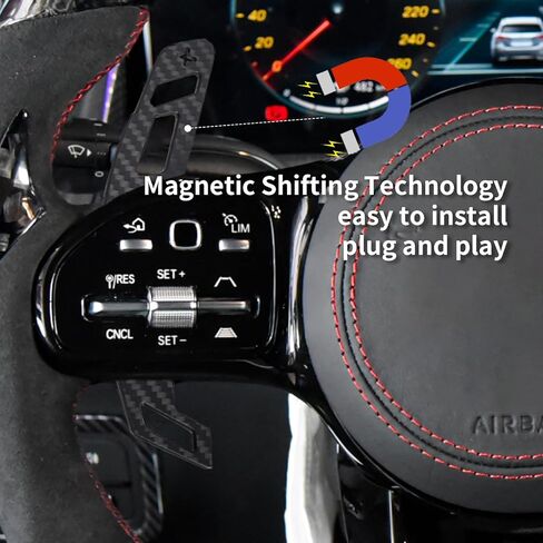 Magnetic Steering Wheel Paddle Shifter for Mercedes-Benz A45 S63 CLS63 W205 2015-2020, Carbon Fiber Paddle Extension Interior Decoration Accessories in Saudi Arabia