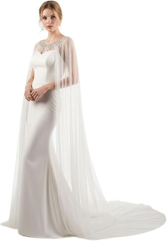 شال الزفاف اللؤلؤ وحجر الراين الرؤوس الناعمة تول وشاح الزفاف مساء شال يلتف الزفاف in Kuwait