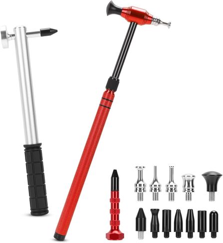 Car Dent Repair Tools Aluminum Alloy Telescopic Hammer Set with Rubber Hammer, Dent Puller Tools, Dent Repair Kit, Auto Body Tools, Dent Remover Tool, Body Repair Tools (Red) in Kuwait