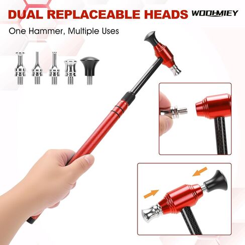 Car Dent Repair Tools Aluminum Alloy Telescopic Hammer Set with Rubber Hammer, Dent Puller Tools, Dent Repair Kit, Auto Body Tools, Dent Remover Tool, Body Repair Tools (Red) in Kuwait