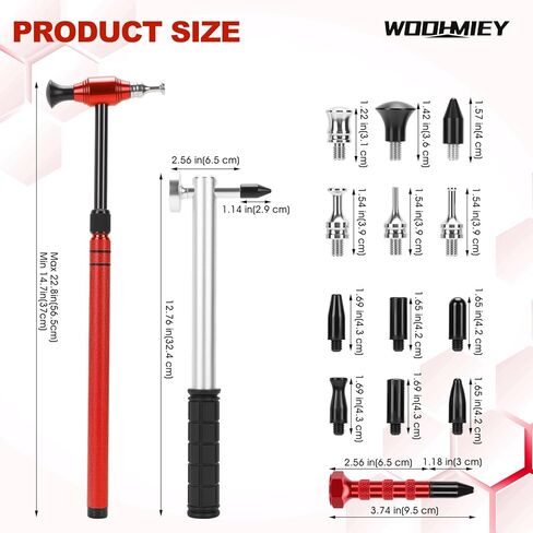 Car Dent Repair Tools Aluminum Alloy Telescopic Hammer Set with Rubber Hammer, Dent Puller Tools, Dent Repair Kit, Auto Body Tools, Dent Remover Tool, Body Repair Tools (Red) in Kuwait