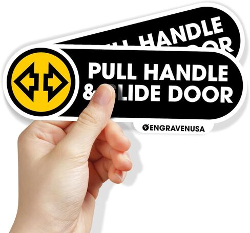 Pull Handle and Slide Door Stickers | Pull and Slide Door Sign | Sliding Car Door | Rideshare Stickers | Taxi Driver Signs | 2 Pack Glossy Permanent 1x5 Inches Vinyl Stickers in Saudi Arabia