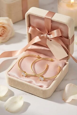 أقراط طارة ذهبية كبيرة للنساء 14 قيراط مطلية بالذهب على شكل قلب مكعب زركونيا مع هدية مجوهرات فضية in Kuwait