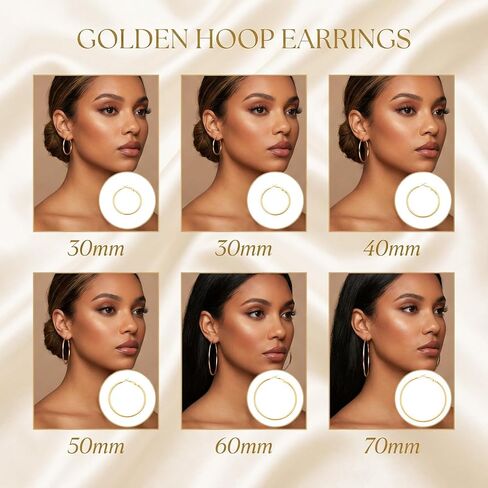 6 Pairs Gold Hoop Earrings for Women 14K Gold Plated Hoop Earrings Set Hypoallergenic Stainless Steel Earring Lightweight Dangle Loop Earring Set in Kuwait